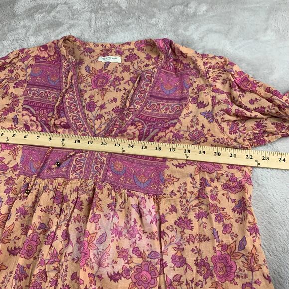 Spell & The Gypsy Top sz Large Folk Song Blouse Boho Floral Pink Hippie *FLAW - Picture 9 of 13